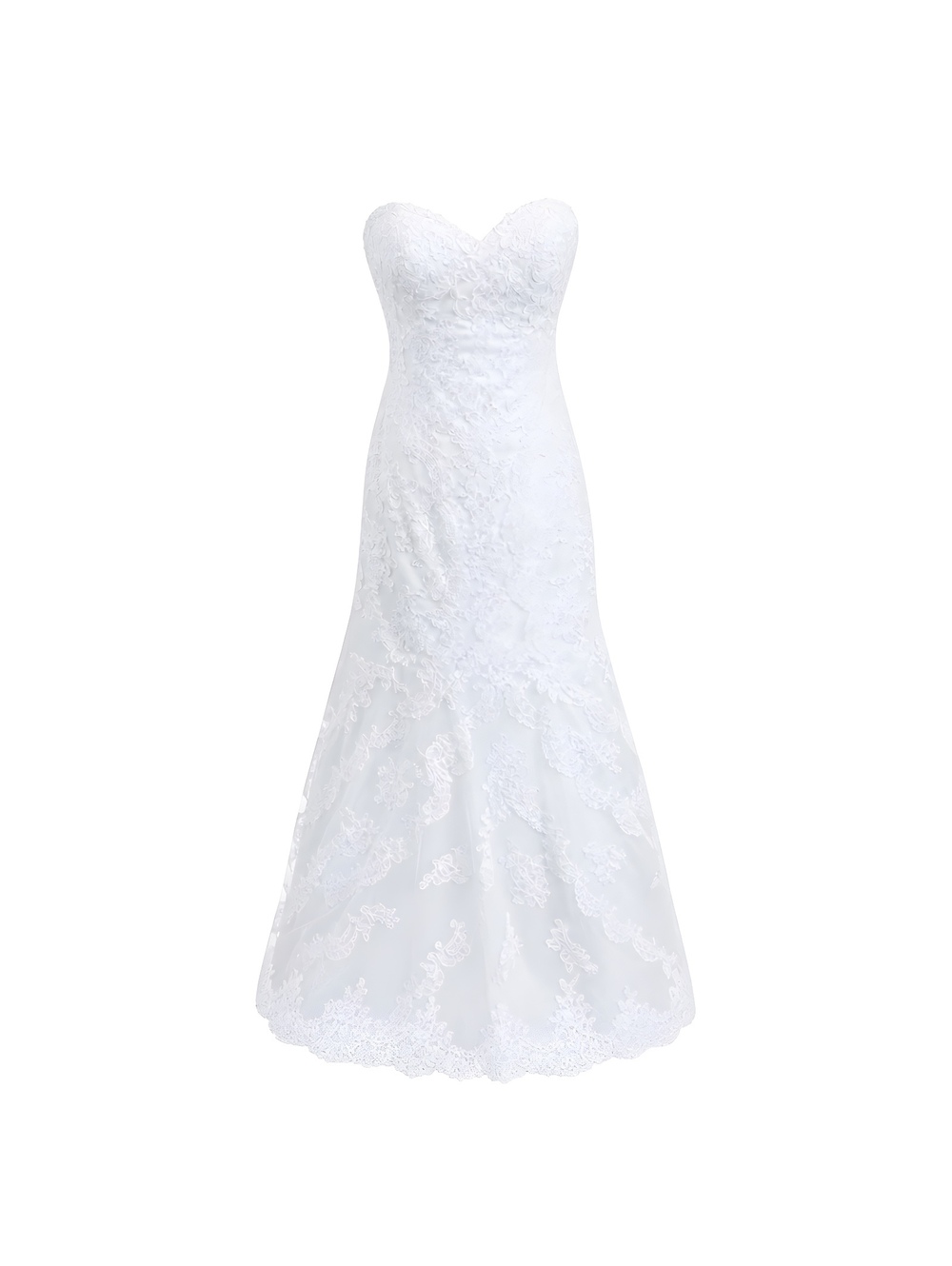 Essense of Australia Strapless White Lace Wedding Dress with Sweetheart Neckline